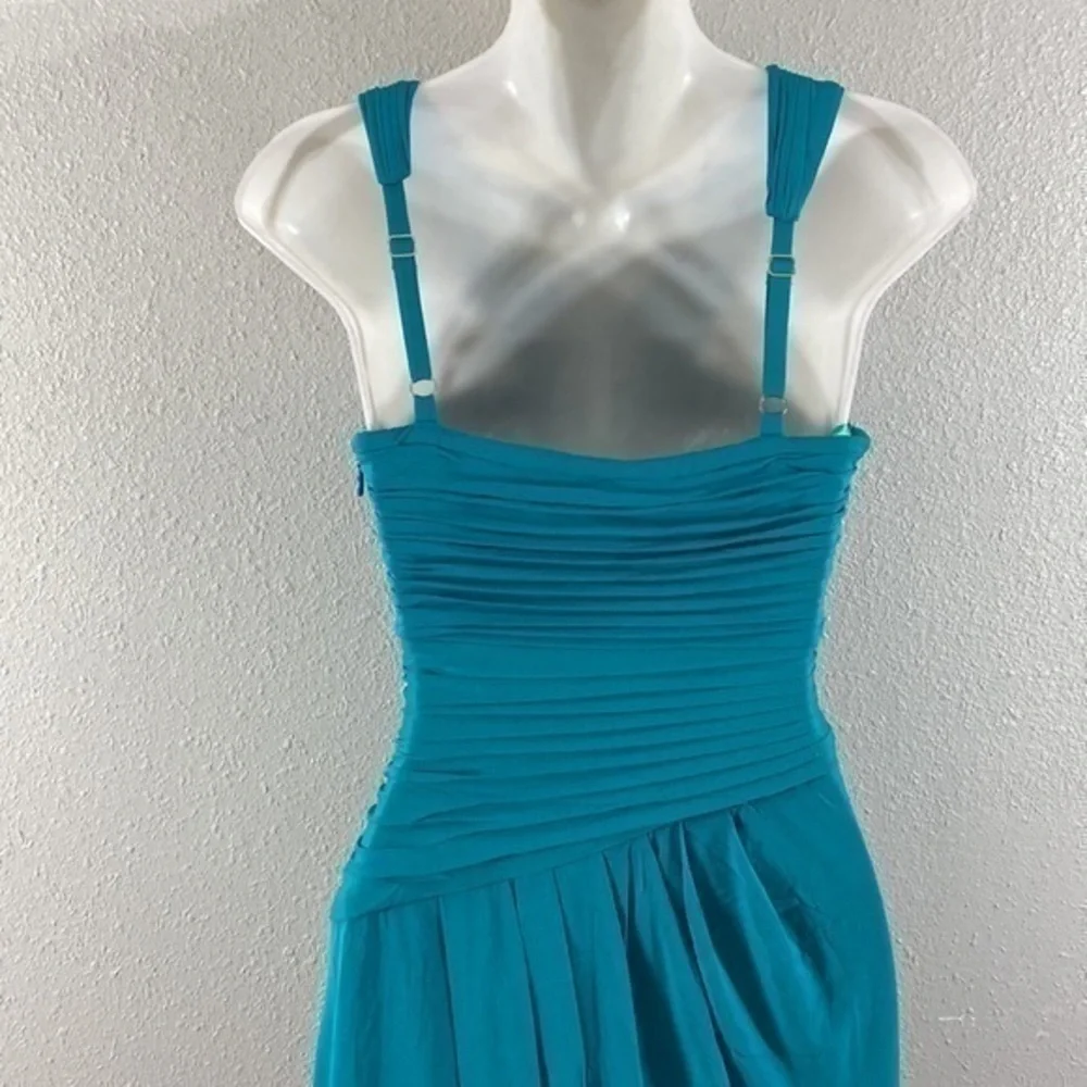 BCBGMaxazria Helyn Blue Jade gathered halter bodycon dress